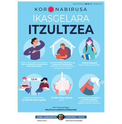 hezkuntza_EUS_2 cartel de coronavirus del Gobierno Vasco