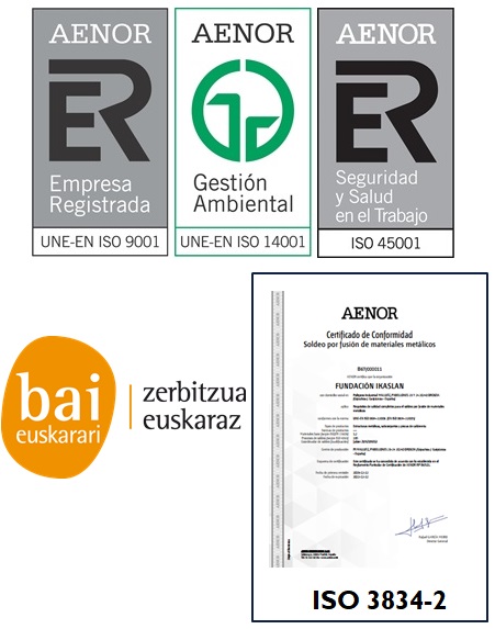 AGIRIAK certificados de calidad de ISO 45001, 14001 y 9001